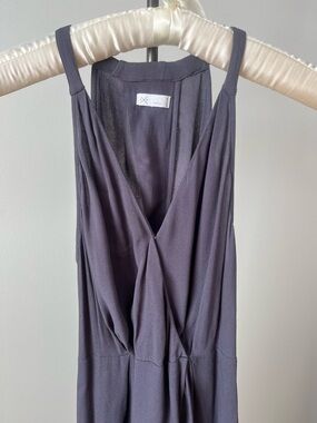 Gentle Fawn Timeless Midi Wrap Dress in Charcoal with Split Back US S